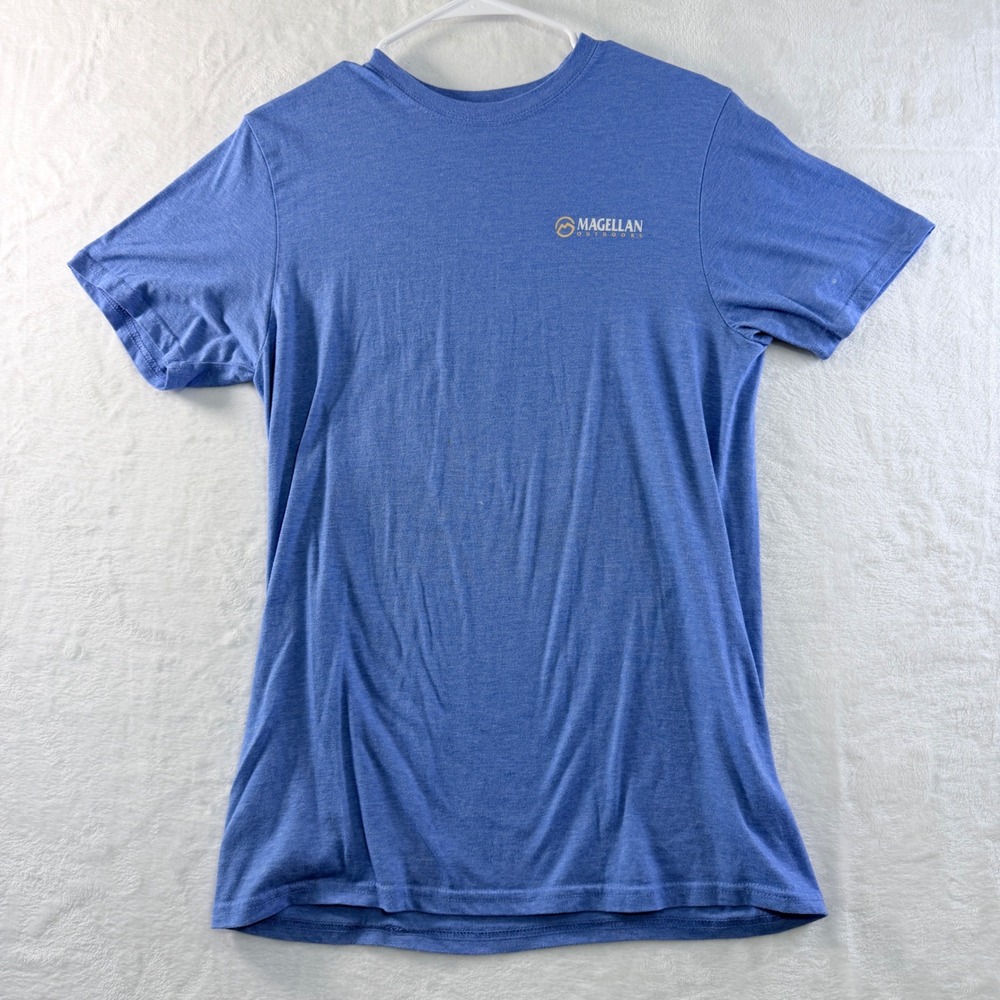 Magellan Outdoors T-Shirt Dog Beach Graphic Blue Short Sleeve Size M